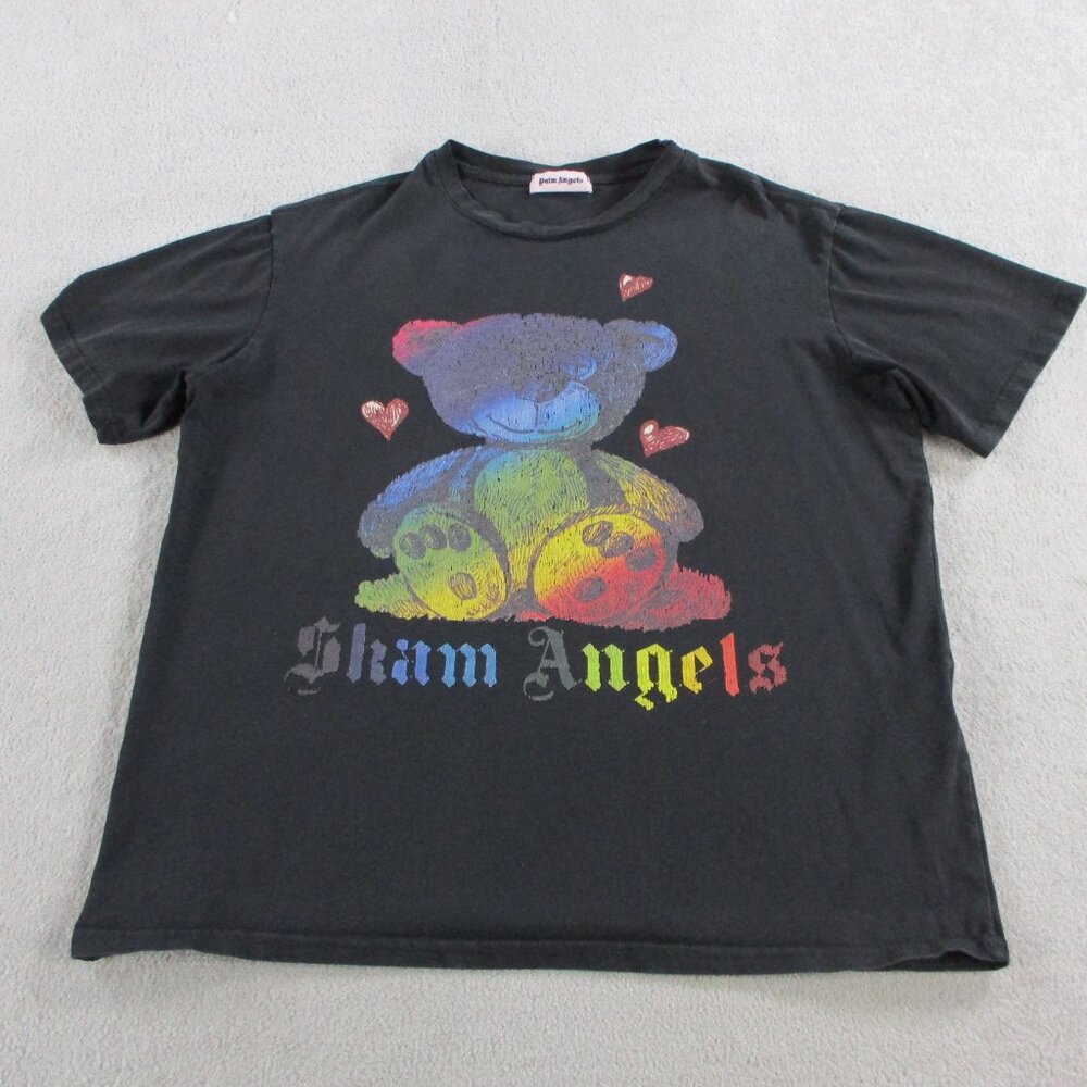 Mens Streetwear T Shirt Size XL Black Colorful Bear Graphic Print Designer Tee - Picture 1 of 12